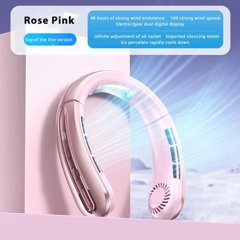 Lenovo 8000mAh Hanging Neck Fan Portable Bladeless USB Rechargeable Mute LED Digital Display Electric Air Cooler USB Handheld